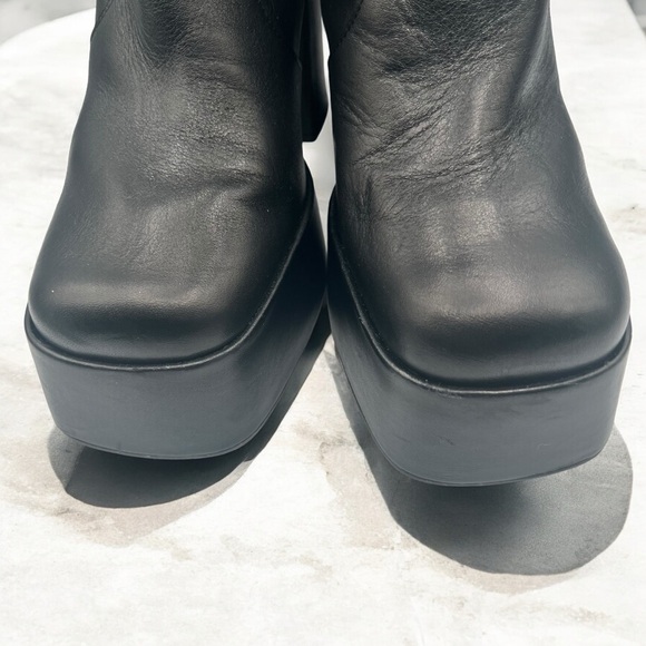 Y2K L’Intervalle Black Leather Platform Ankle Boots Sz 41 - Picture 5 of 14